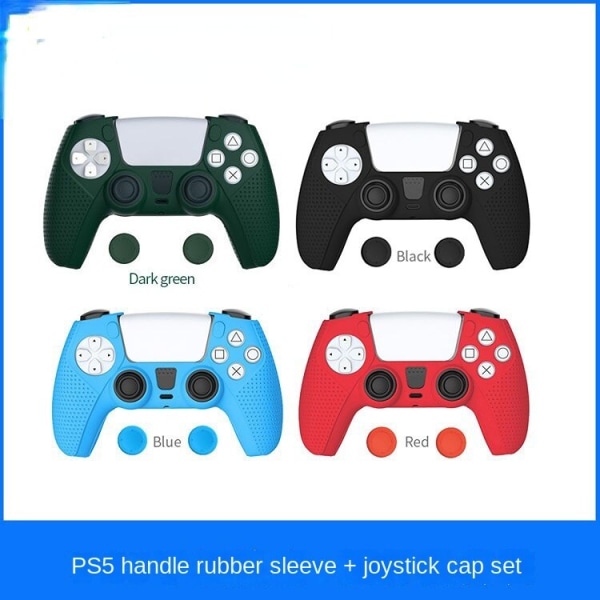 För Ps5 Handtag Silikongummi Sleeve Anti-sladd partiklar P5 Handtag Anti-Slip Cover PS5 Dark green