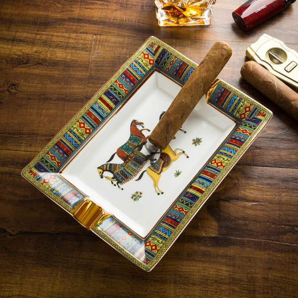 Askfat Cigarr Keramisk dubbelspår målad hushållscigarr askfat i europeisk stil AS-300