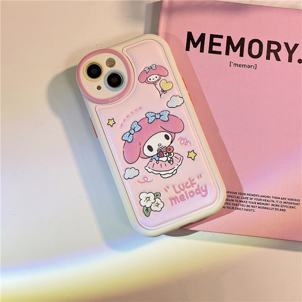 Fodral för iPhone 13 läder foundation moon my Melody tecknad Sanrio anti fall söt koreansk