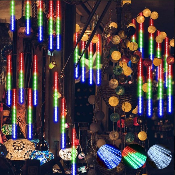 6 stk Party LED-lys Meteorbruser Regn Snefald Juletræ Have Udendørs? ? White