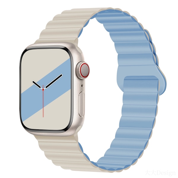 Kellon ranneke Apple Watch iWatch 42mm-49mm Antiikki Valkoinen ja Sumu Sininen