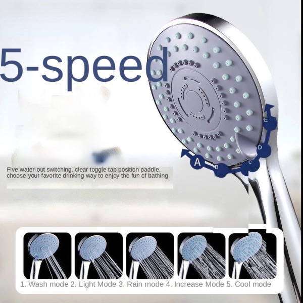 Duschhuvud justerbart fem-hastighets superladdad set Shower head set