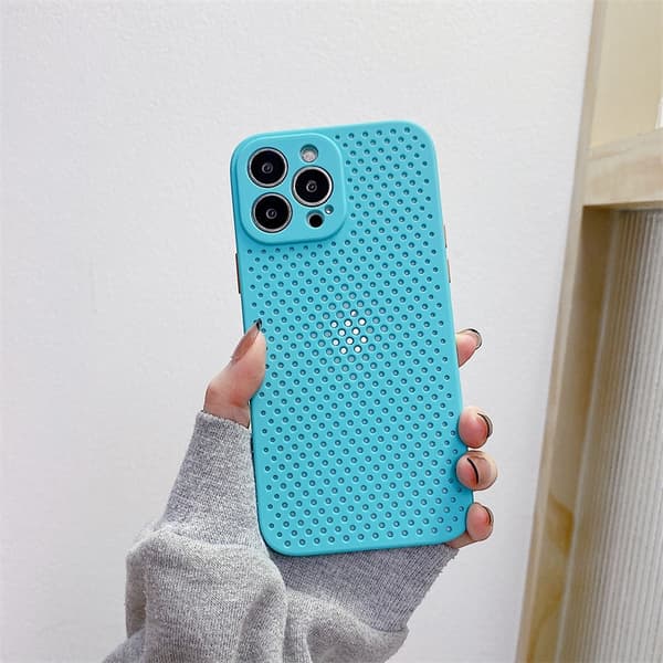 Skal för iPhone 17 Pro Max Himmelsblå mesh silikon värmeavledning