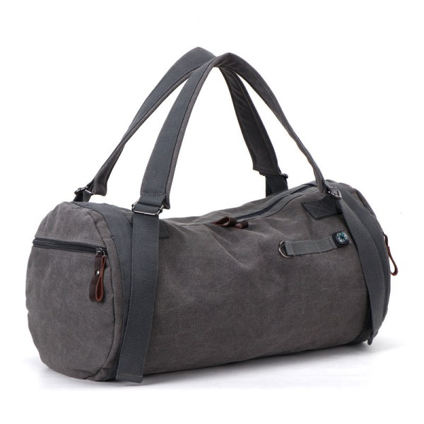 Rygsæk Mode Udendørs Sport Gymtaske med stor kapacitet Lærreds rejsetaske Unisex Bucket Bag Gray