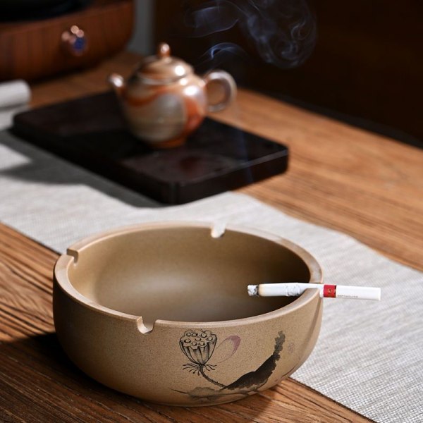 Askfat Retro Extra Stort Individuellt Porslin Hem Vardagsrum Kontor Multifunktionell Askfat Stoneware ashtray-glossy (small)