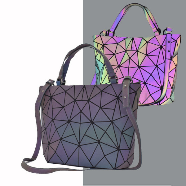 Kvinder Dame Håndtaske Geometrisk Taske Lysende Bucket Bag Diamond Grid Folding Ordinary luminous