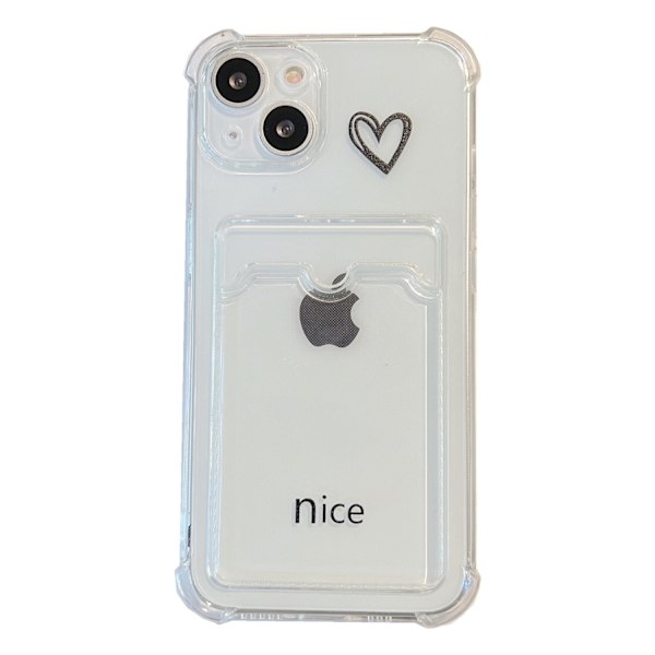 Skal för iPhone 14 ihåligt kärlekskortsfack enkelt transparent mjukt