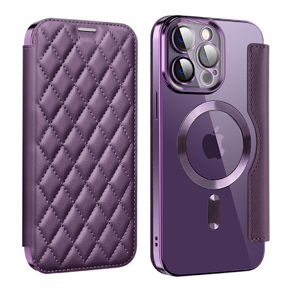 Etui til iPhone 16plus mørkelilla [med magnetisk sugefunktion] ins lammeskind diamant fuldlæder
