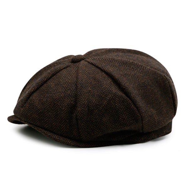 Barettihattu 2022 syksyinen talvi lämmin villainen isokokoinen casual muoti cap Black dark coffee M(56-58CM)