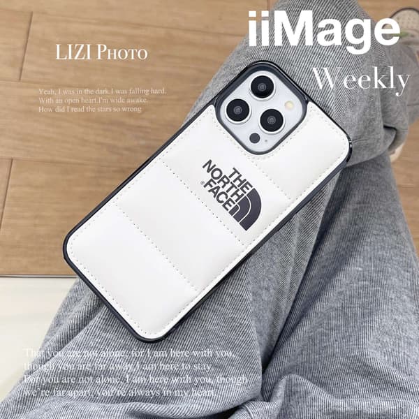 Fodral för iPhone 17promax dunjacka vit baksida läder dunjacka anti-fall