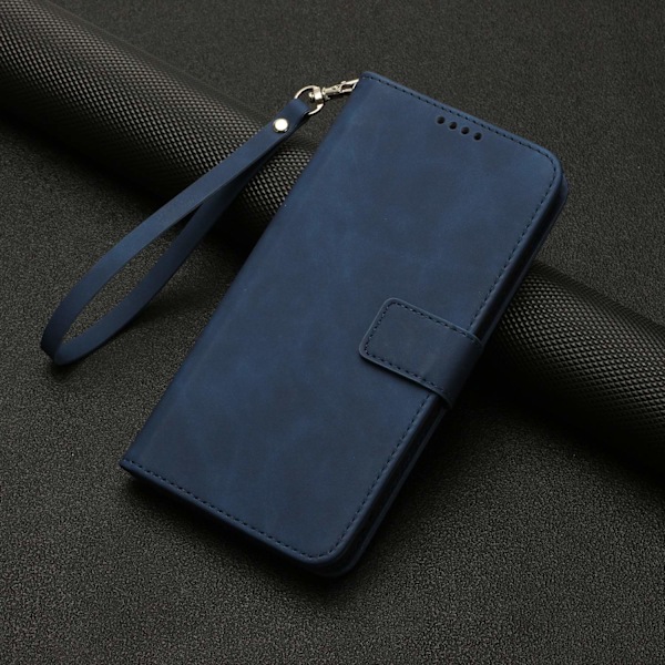 Fodral för iPhone 13 Pro blått solid kortfack flip läderställ plånbok