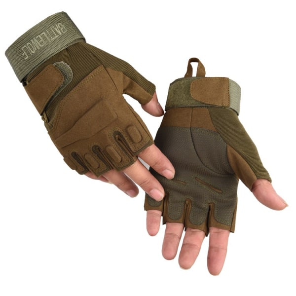 Naiset Miehet Pyöräilyhanskat Tactical Half Finger Sports Fitness Pyöräily Sotilasfanit Army Green L