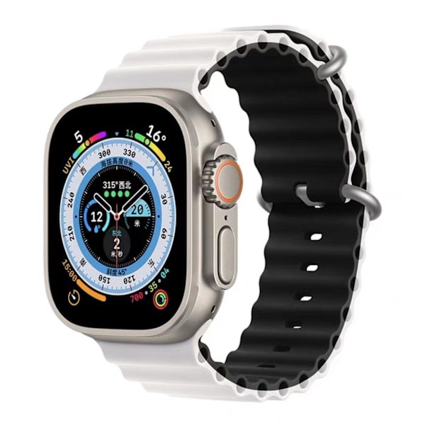 Klockarmband för Apple Watch iWatch 42-49mm svart låda vit med svart