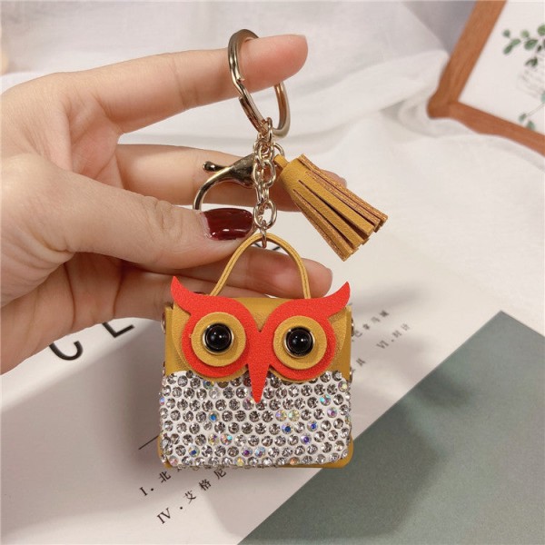 Kvinner lommebok myntveske Creative Diamond Owl nøkkelring Håndveske anheng Søt dukke mini nøkkelring kjede liten gave Yellow