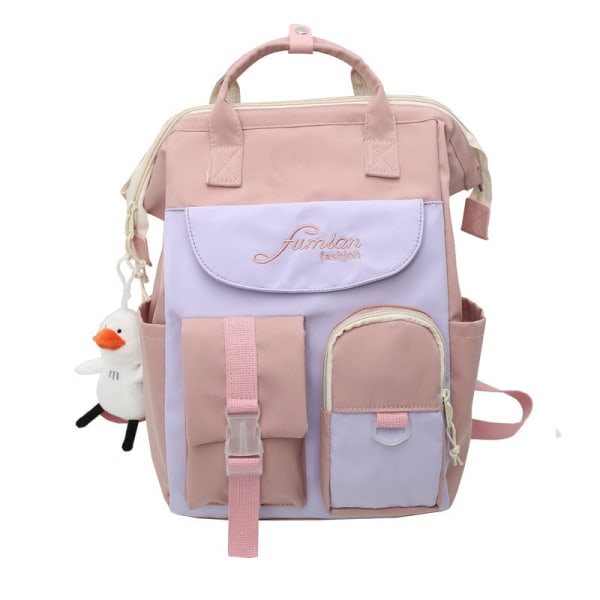 Kouluopiskelijareppu College Bookbag Matkalaukku Kampus Kevyt, söpö vedenpitävä Pink Duck
