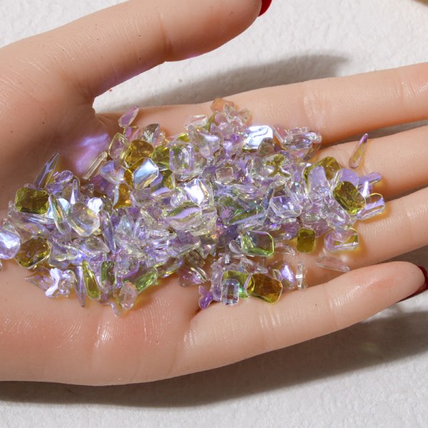 Negledekorationer til Nail Art Fairy Transparent Crystal Fladformet Aurora Rhinestone Aurora champagne 50 pcs/bag