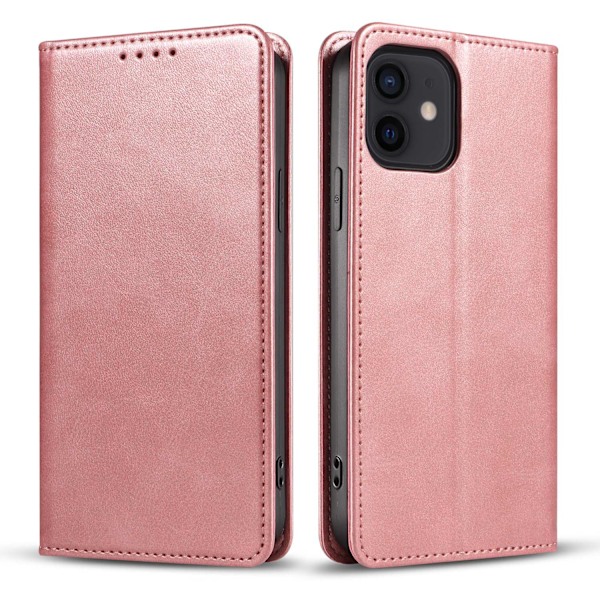 Fodral för iPhone 13 Pro Max roséguld magnetiskt läder business kalvmönster