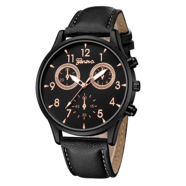 Herrklockor Quartz Watch Enkel Casual Watch Present Rose gold Black Belt