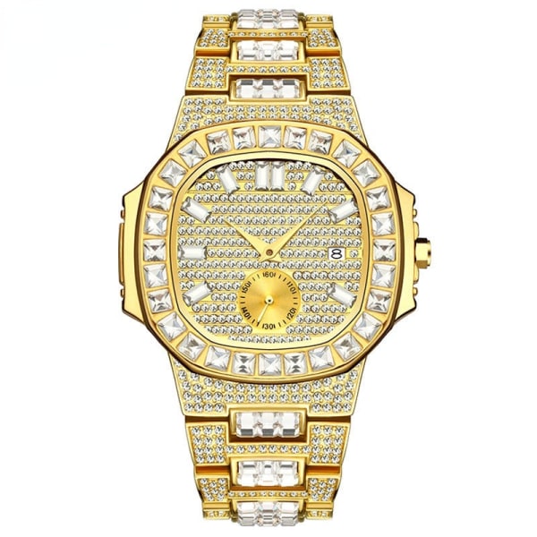 Herrklockor Punk Hip Hop Full Diamond Watch present White