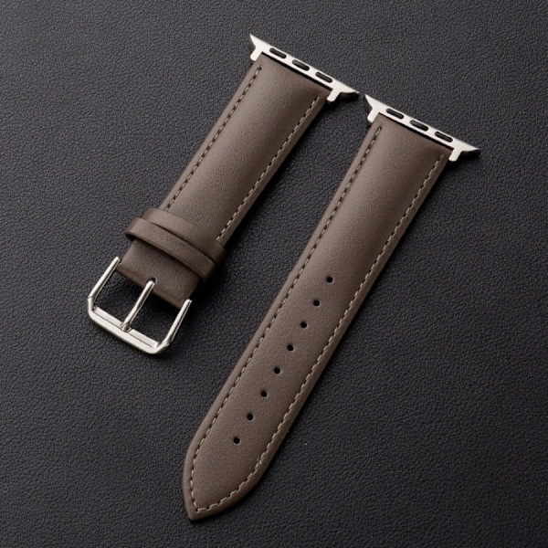 Klockarmband för Apple Watch iWatch 38/40/41mm tvålagers platt grått armband - silverfäste