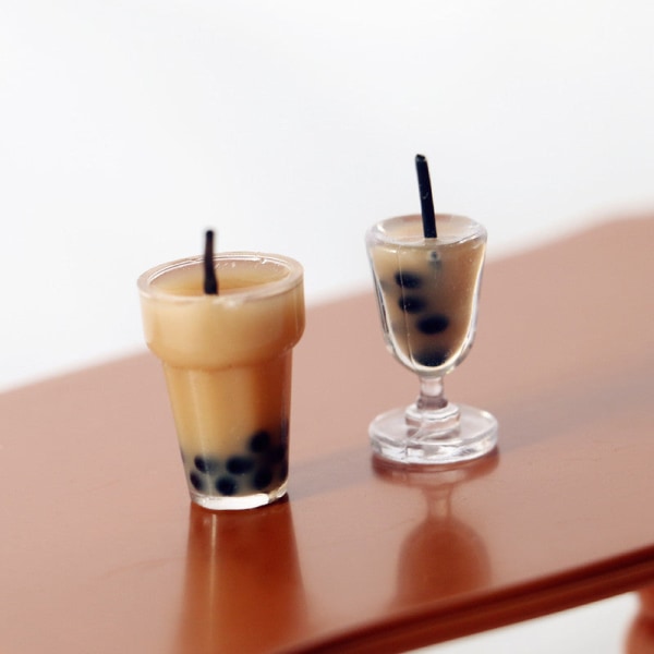 Miniature Møbler Legetøj Dukker Hus DIY Dekoration Tilbehør Mini Pearl Milk Tea Drik Bubble tea