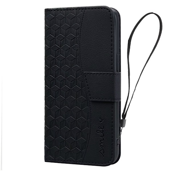 Etui til iPhone 14ProMax sort business diamant læder flip kort slot magnetisk