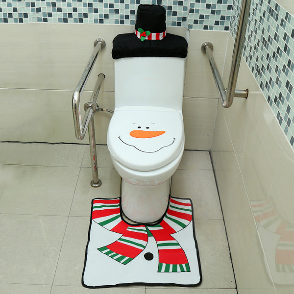 3stk Toiletsædebetræk Puder Jul Tredelt Sæt Multi-Style Julehoteldekoration White