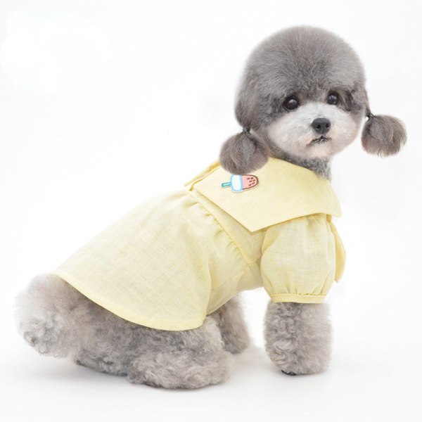 Kæledyrstøj Forår Sommer Preppy Style Pet Nederdel Teddy Pomeranian Yellow L