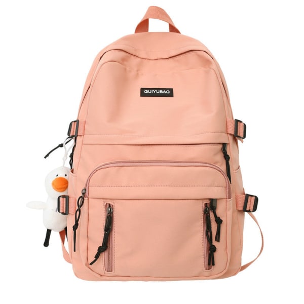 Kouluopiskelijareppu College Bookbag Matkalaukku Suuri kapasiteetti Yksinkertainen Kampus Tuore Sweet Pariskunta Pink Duck