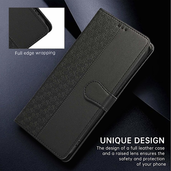 Fodral för iPhone 13pro max svart solid präglat mode korthållare multifunktionell