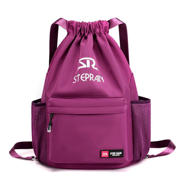 Ryggsäck Vikbar gymväska Träningsryggsäck Dragväska Dragskoväska Basketväska Purple Small Size