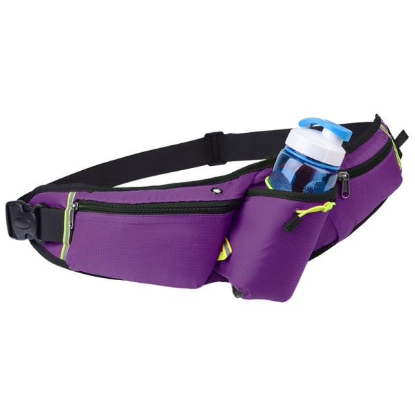 Fanny Pack Løpebelte Midjeveske Organizer Vannflaske Outdoor Multifunksjonell Purple 6-inch