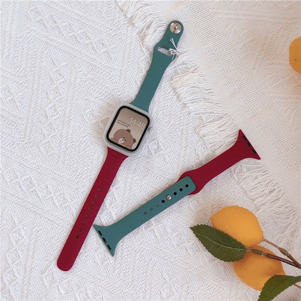 Kellon ranneke Apple Watch iWatch 40mm pienelle S-piikkineula vihreä + viininpunainen + himmeä läpinäkyvä