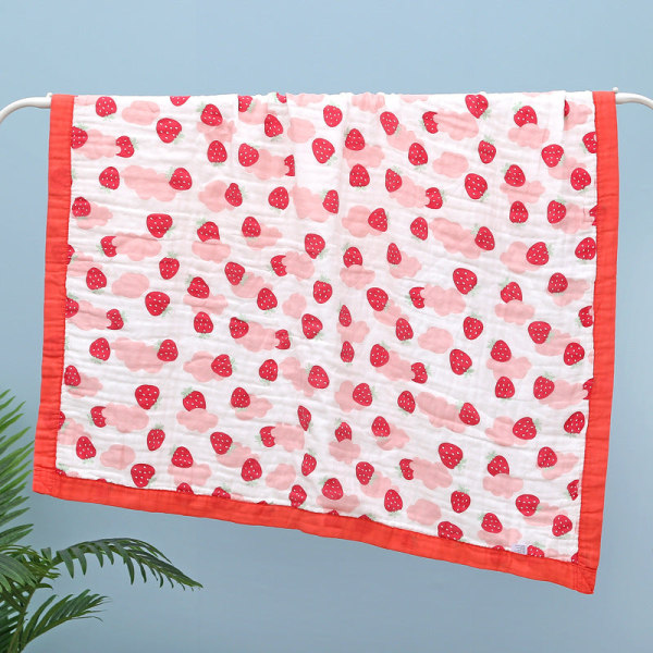 Puuvillainen baby sideharso kylpypyyhe kuusikerroksinen vauvanpeitto kesäpeitto cover huopa painatus suuret lasten peitot Wide brim Big Strawberry 110*110cm