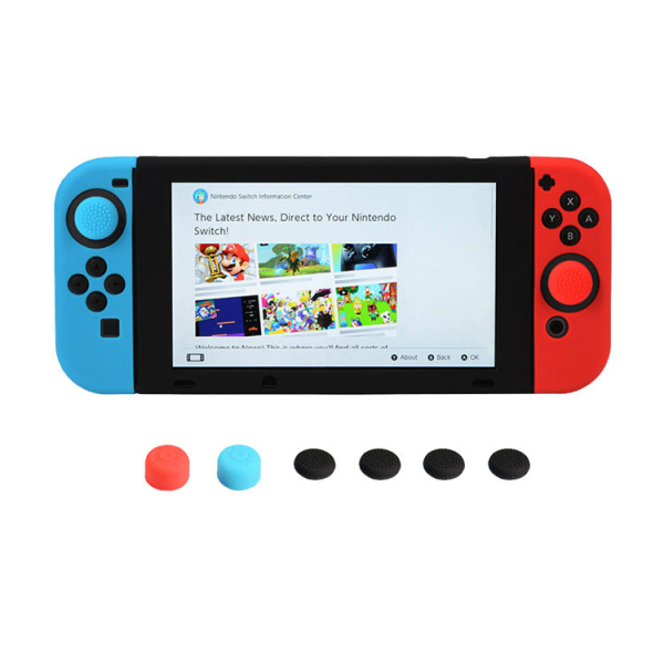 For Nintendo Switch 11-i-1 håndtak silikongummihylse Joystick Cap Host Silikonetui C Red