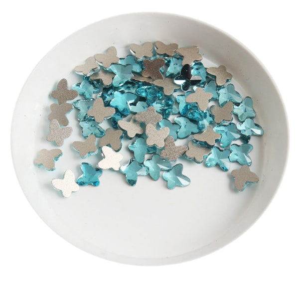 Negledekorasjoner for Nail Art Lake Blue Series Glass Flat Diamond Ornament 6#