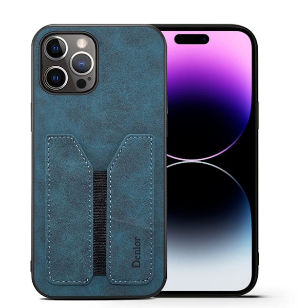 Fodral för iPhone 14 6,1 tum blått kortfack elastiskt fullt multi-kort anti-fall