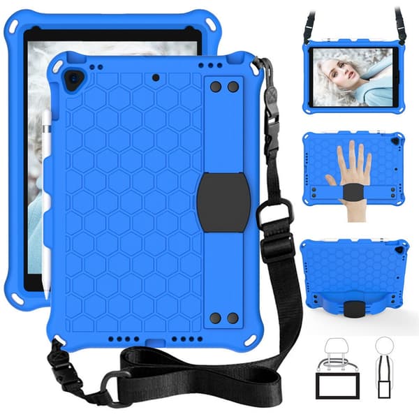 Stilig etui for iPad 10 lyseblå honeycomb-stropp