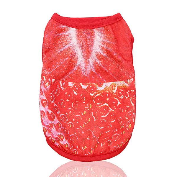 Pet Clothes Watermelon Vest Crab Spring and Summer Mesh Breathable Comfortable Big strawberry S