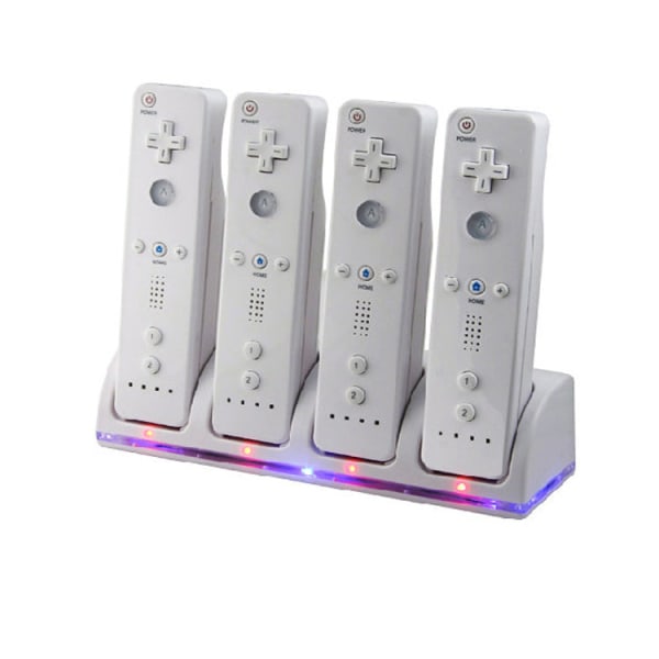 For WiiU/Wii Batteri Wii Oppladbart Batteri Wii 4 i 1 batterisett Wii Batteri Fast Lader Fire
