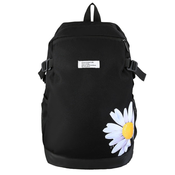 Casual Fashion Vandtæt rygsæk for ungdomsskoleelever med stor kapacitet Black Daisy
