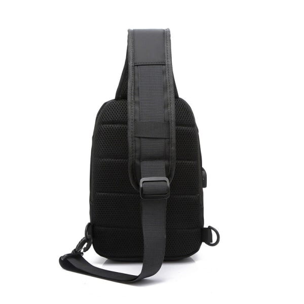 Skulder Messenger Bag Stor Kapacitet Multifunktionel Rygsæk USB Opladning Trendy taske . Black