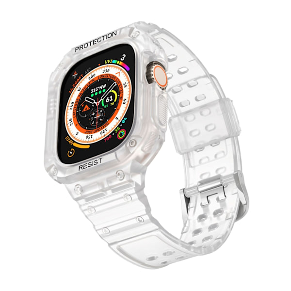 Klockarmband för Apple Watch iWatch 38/40/41mm universal enkelknäppt frostad transparent + silverspänne