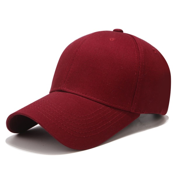 Baseballcaps 2022 Vårsommer Ensfarget broderi Fritidsmotehatt Wine Red Adjustable