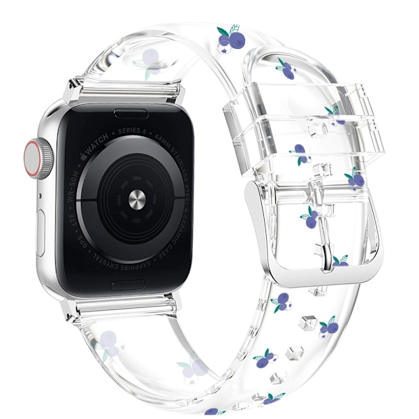 Klockarmband för Apple Watch iWatch 38/40/41mm transparent TPU tryckt blåbär