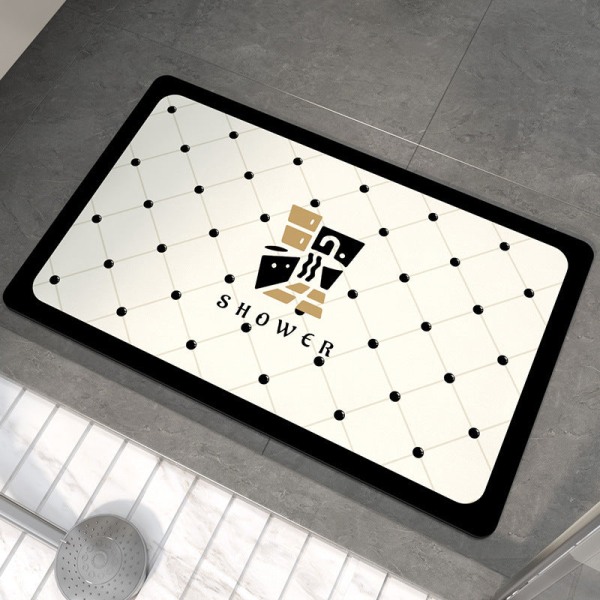 Bath Mat Non Slip Absorbent Shower Bathroom Rug Carpet Checkerboard Lattice Diatomaceous Earth Brown 40x60cm