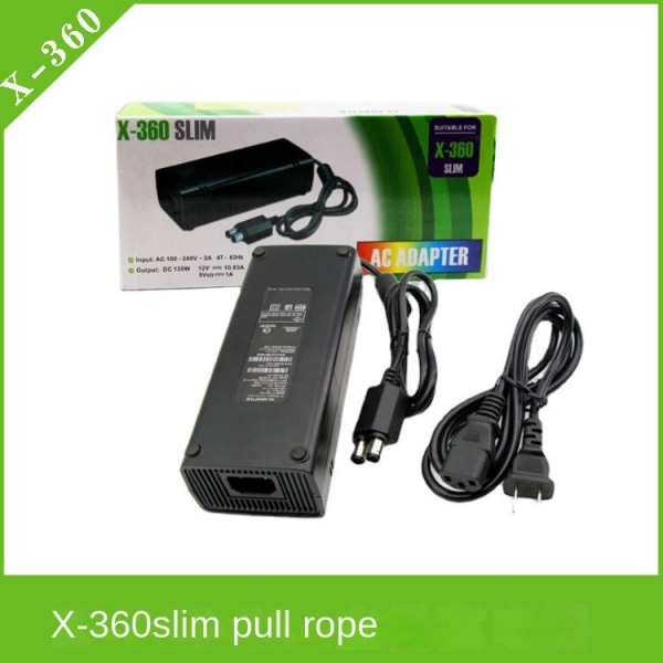 X-360SLIM Host Firecow Xbox360slim Pull Rope Xbox360 -laturi 110-240V Black European standard