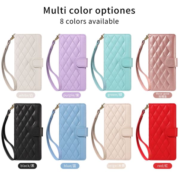 Etui til iPhone 13 Pro lær håndstropp notat ins crossbody kortholder solid diamant