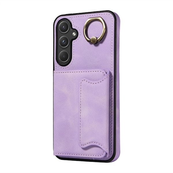 iPhone 15 -kotelo, vaalean violetti, ihon tuntuinen, toisen sukupolven sormuspidike, vasen ja oikea avaus