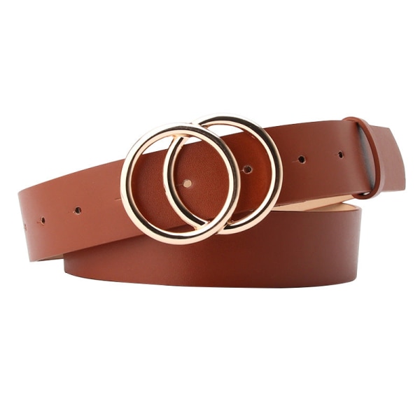 Kvinder bælter Dobbelt ring spænde bælte rundt spænde overlappende skjult krog bælte sweater frakke dekoration bælte Camel 97cm